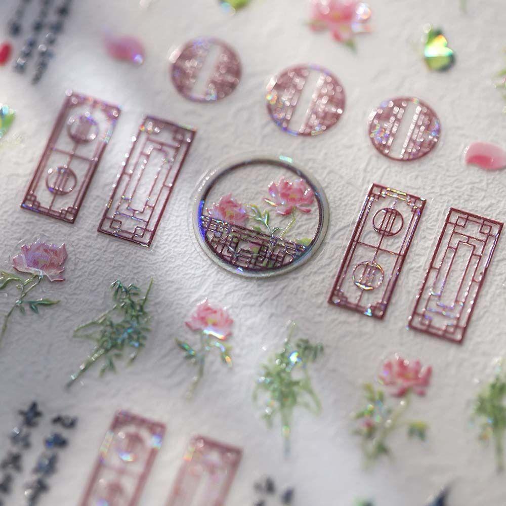 Flowers Chinese Nail Decals Phoenix Chinese Nail Decorations Vintage Chinese Nail Stickers  Gifts