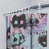 Modern Cat Print Shower Curtain Set: Cute Cartoon Pet Pattern Bath Decoration Black Pink Blue Green Home Decor Waterproof Shower