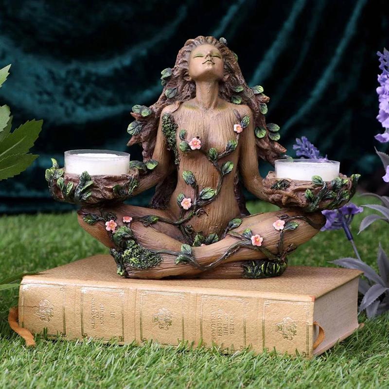 Waldschützer Gleichgewicht der Natur Kerze Göttin Kerzenständer Figur Statue