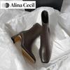 Vintage Warm Cotton Women Ankle Boots Fashion Elegant Square Toe Shoes Autumn Winter Thick Heel Women's Short Booties