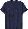 Japanese Frog Art Sumie Ink Painting Graphic Tee Casual Crewneck TShirt for Men