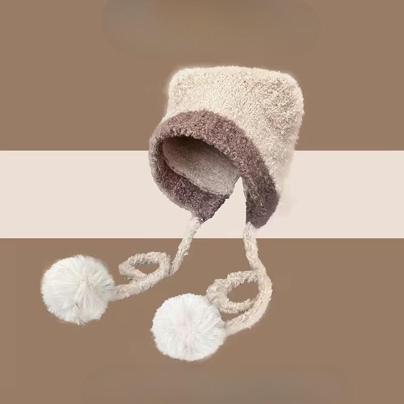 

Женская зимняя милая шапка-ушанка в японском стиле из флиса тедди с ушками плюшевого мишки, осенне-зимняя теплая шапка с ушками для большого обхвата головы One Size