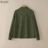 ZANZEA Women Casual Turn Down Collar Long Sleeve Loose Corduroy Blouse