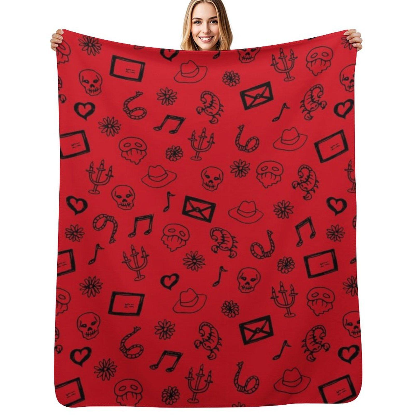 Doodle Phantom Throw Blanket Plush Fuzzy Cozy Blanket for Couch Sofa Size: 75*100cm, Weight: 230 GSM