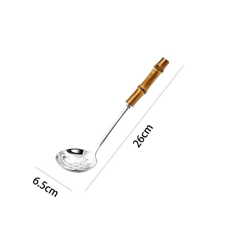 Premium Steel Colander Metal Spoon Noodle Spoon Colander Practical Pasta Durable Material Tool Soup Scoop Bamboo Handle Kitchen Area Accessories 304
