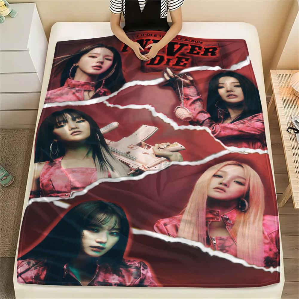 1Pc Gidle Print Flannel Blanket, High quality Comfortable for All Seasons, Home Decor, Warmth and Comfort, Perfect for Gifts