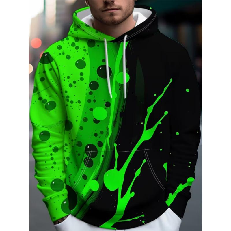 Men's Trendy Street Hooded Sweatshirt with Printed Design, Featuring a Hood Strap. Suitable for Daily Outings and Casual Gatherings.