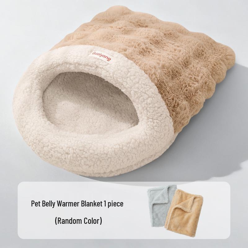 Cozy Semi-Enclosed Cat & Dog Sleeping Bag Bed - Winter & All-Season Use