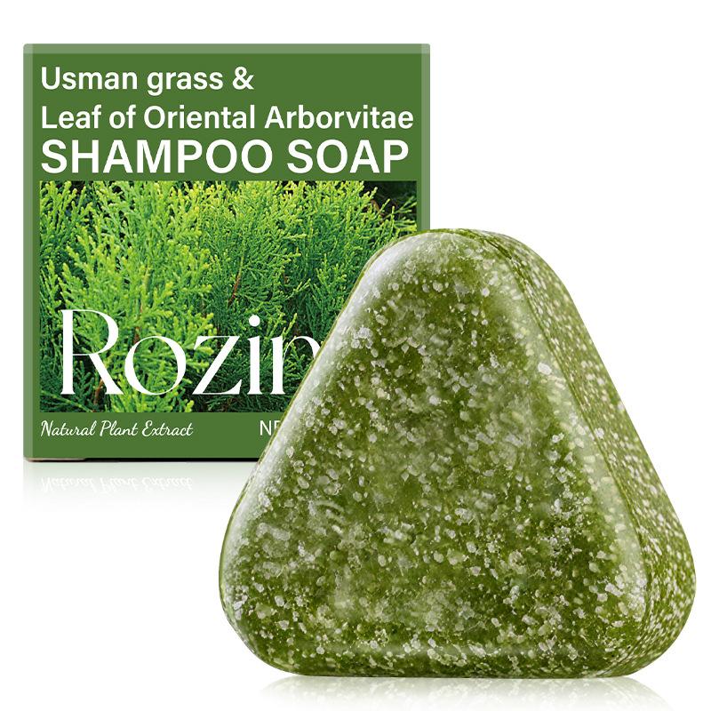 Savon Shampoing 120g à l'Herbe d'Usman et Feuille de Platycladus Orientalis, Nettoyant, Élimine les Pellicules Flottantes, Contrôle le Sébum, Nourrit, Répare les Pointes Fourchues et les Cheveux Endommagés