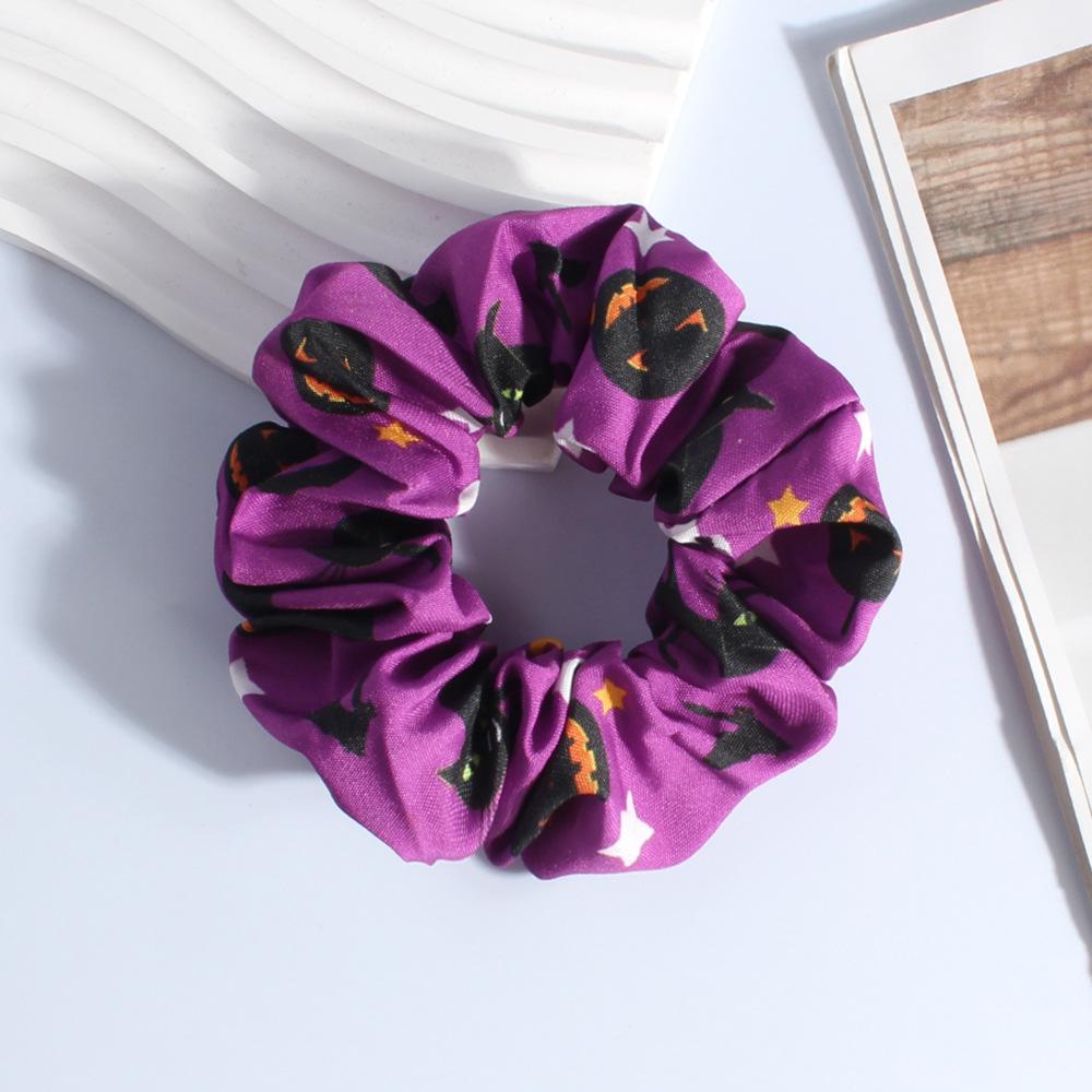 Europäische & Amerikanische Halloween Scrunchies: Ausgefallener Druck Satin Haaraccessoires