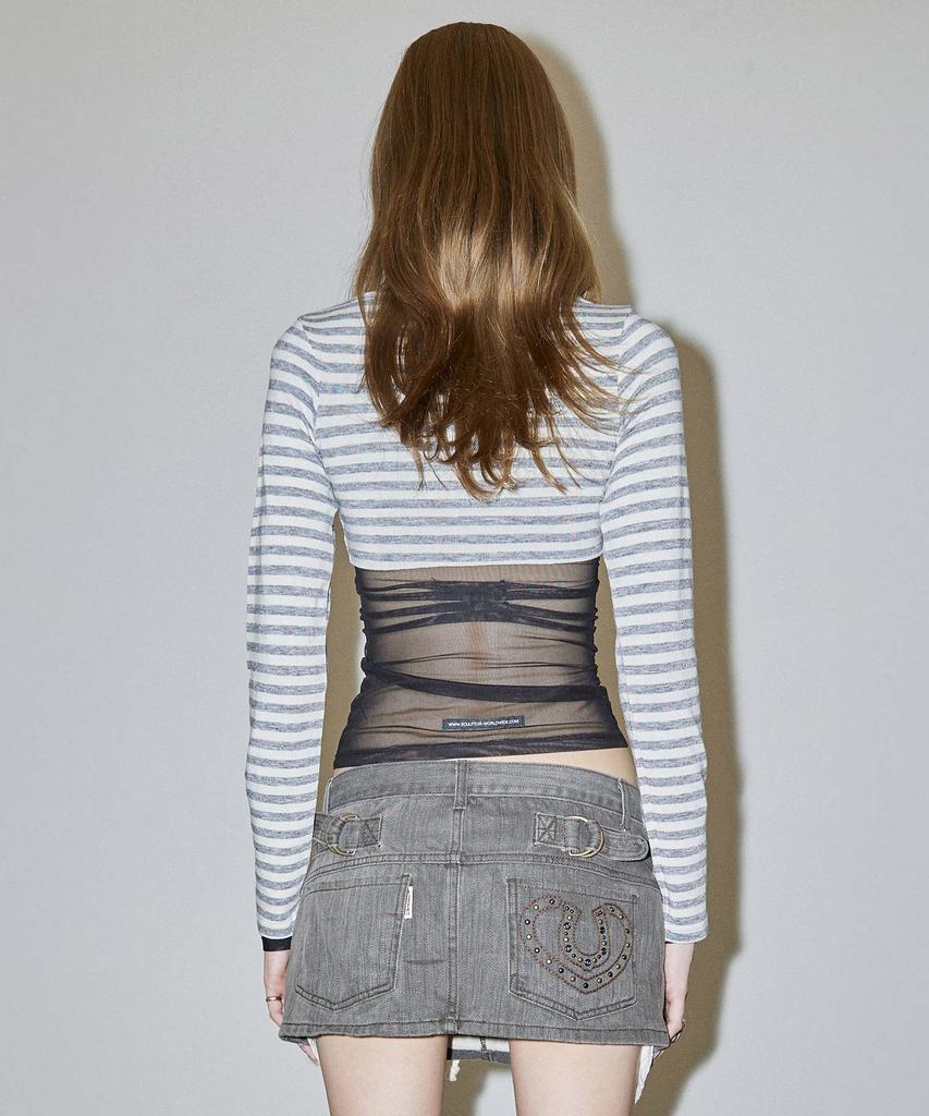 SCULPTOR Micro Underboob Tee Stripe