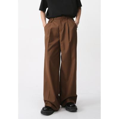 Plus Size Straight Pants Spring Autumn Men's Simple Loose Mid-waist Trousers