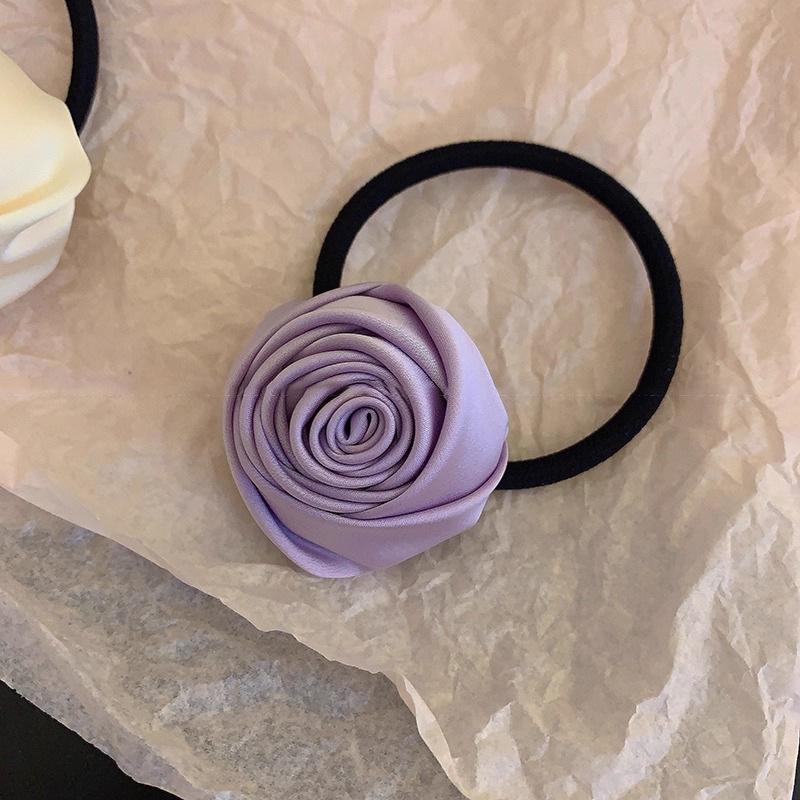 Elegant Retro Satin Rose Hair Tie - Stylish High-Class Hair Accessory