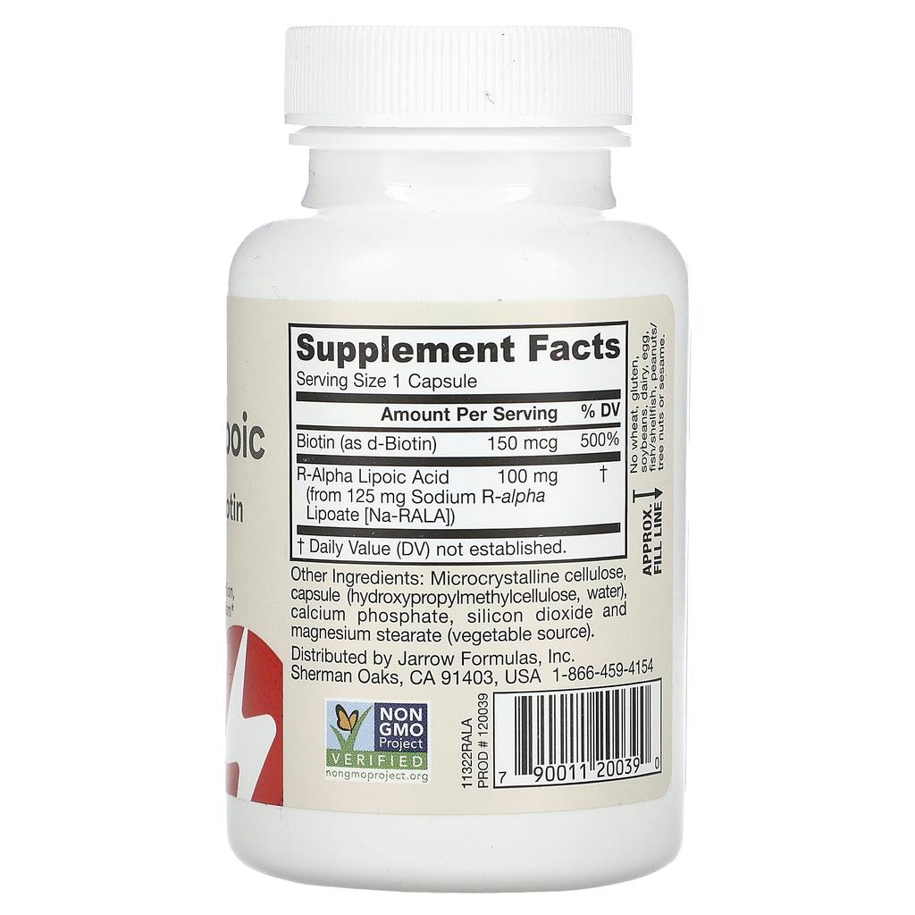 Kwas R-Alfa-Liponowy z Biotyną, 60 Kapsułek Roślinnych