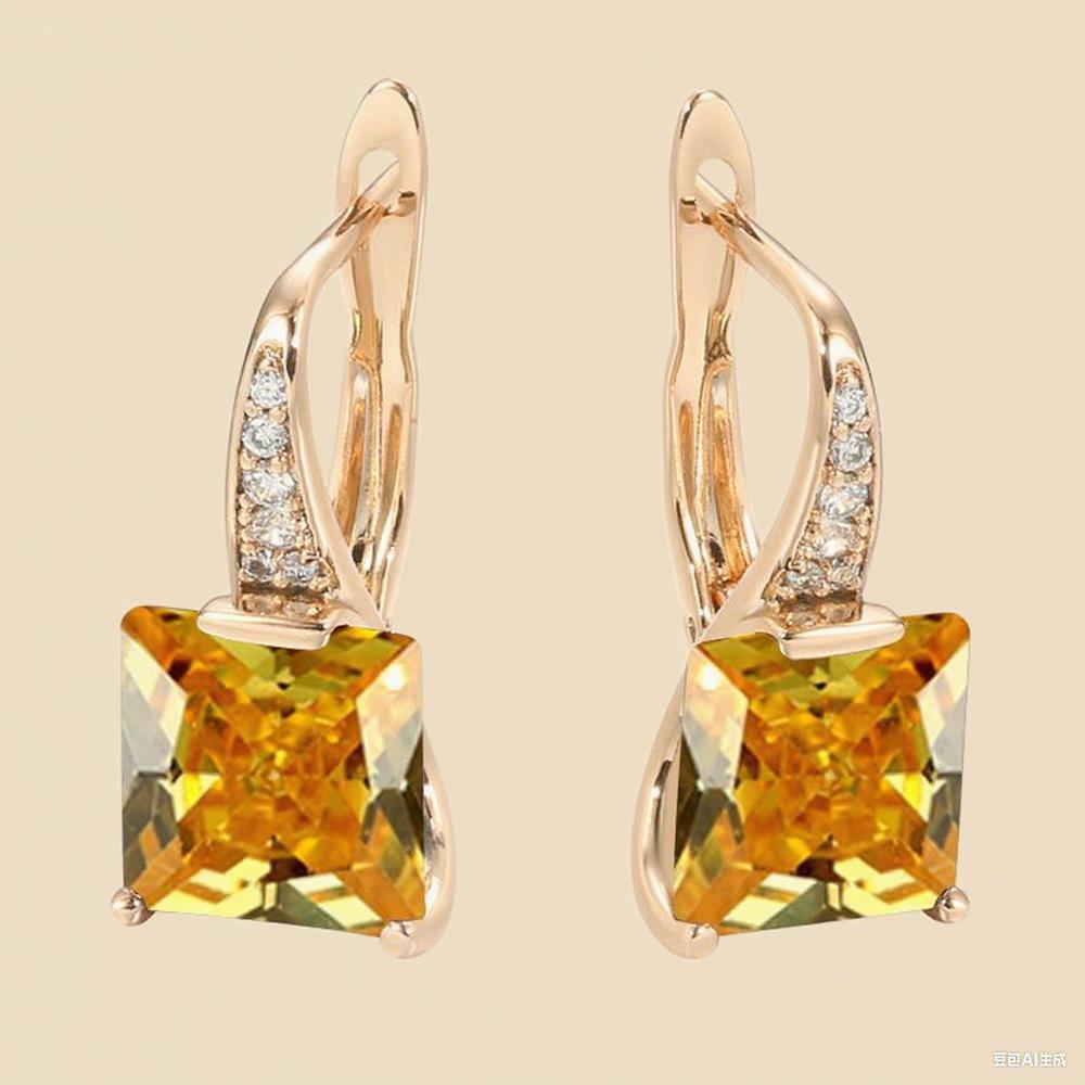 

Квадратные синие радужные серьги-подвески с цирконами CZ для женщин, модные серьги-капли золотого цвета, повседневные изящные украшения жёлтый