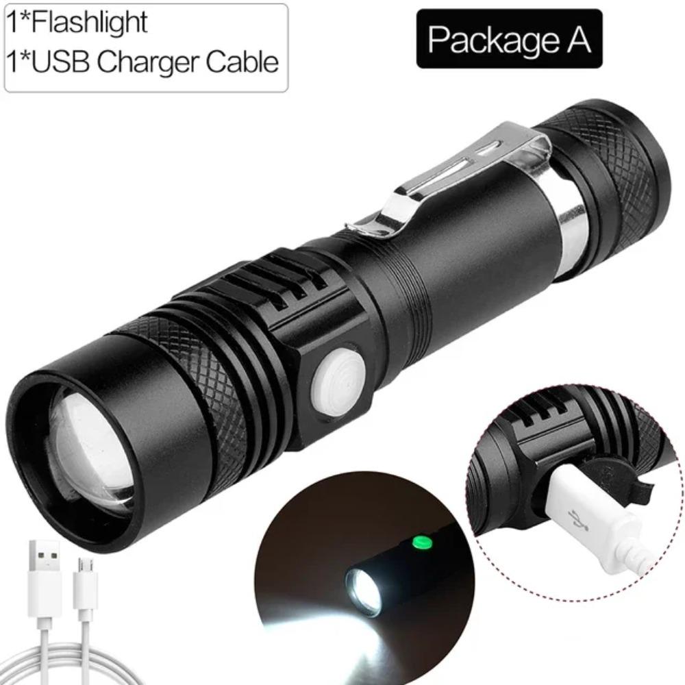 Rechargeable LED Torch USB Charging Bicycle Light Portable Ultra Bright Flashlight