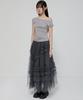 Peulleeoeob Tulle Layered Long Skirts (Fl-266_Charcoal)