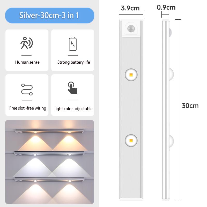 Aluminum Motion Sensor Light USB Wireless Night Light  Wine cooler Light For Kitchen Cabinet Bedroom Wardrobe Indoor Lighting