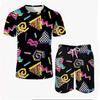 Geometrie Retro anii '80 '90 Imprimare 3D Costume Bărbați Tricouri Noi Pantaloni Scurți Seturi de 2 Piese Treninguri Casual Streetwear Haine Supradimensionate Bărbați