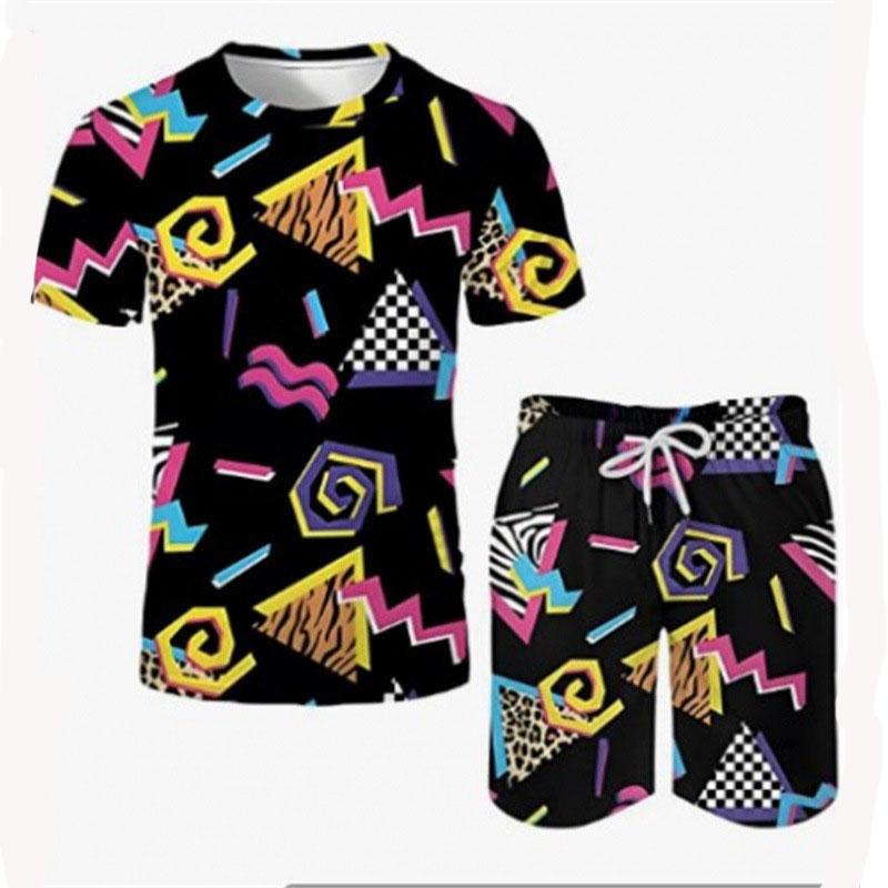 

Geometry Retro 80s 90s 3D Print Men s Suits New T-Shirts Shorts 2-Piece Sets Casual Tracksuits Streetwear Oversized Man Clothing M