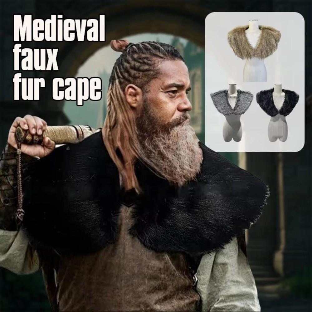 Pirate Design Medieval Viking Cape Hunter Style Faux Fur Cloak Retro Warrior Cloak