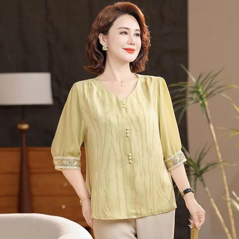 Summer Style Loose Shirt Slim and Versatile Age-reducing Shirt Top for Women
