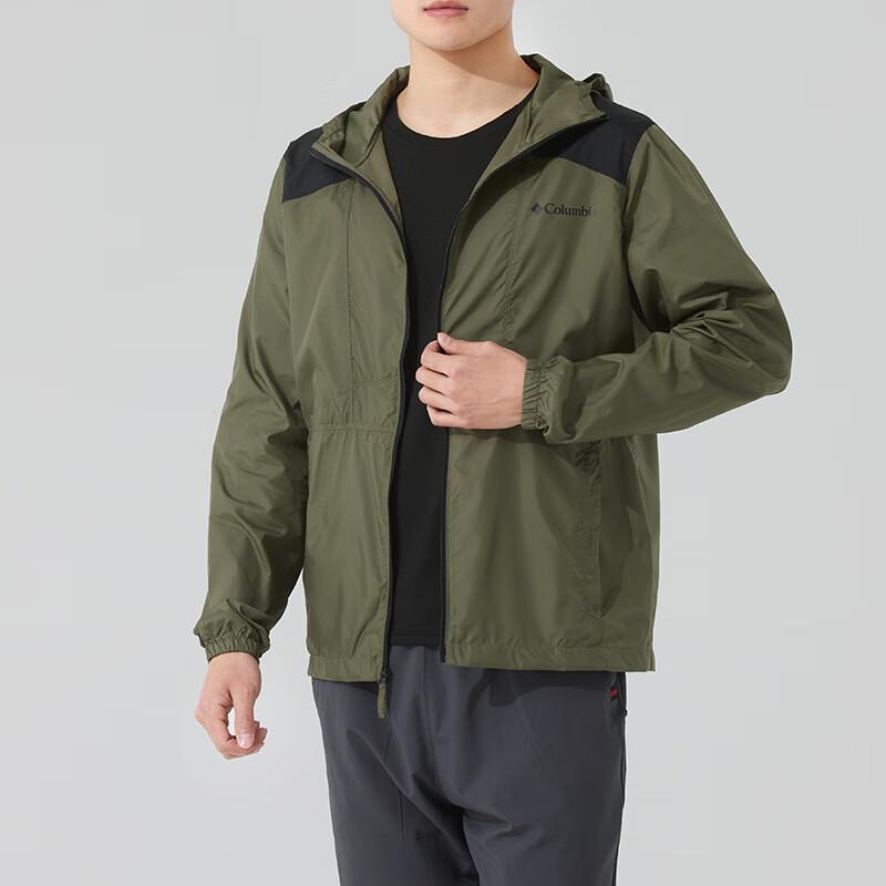 Columbia Logo Comfortable Breathable Casual Hooded Windbreaker Long Sleeve Jacket Men jackets Green KE3972-396