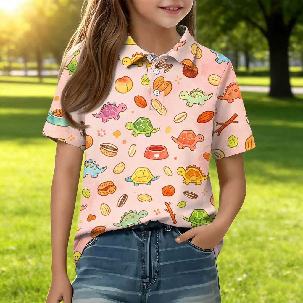 Kids Casual Short Sleeve Polo Shirt Animal Print Cotton Blend Comfortable Fit Lightweight Breathable Fabric Summer Wear