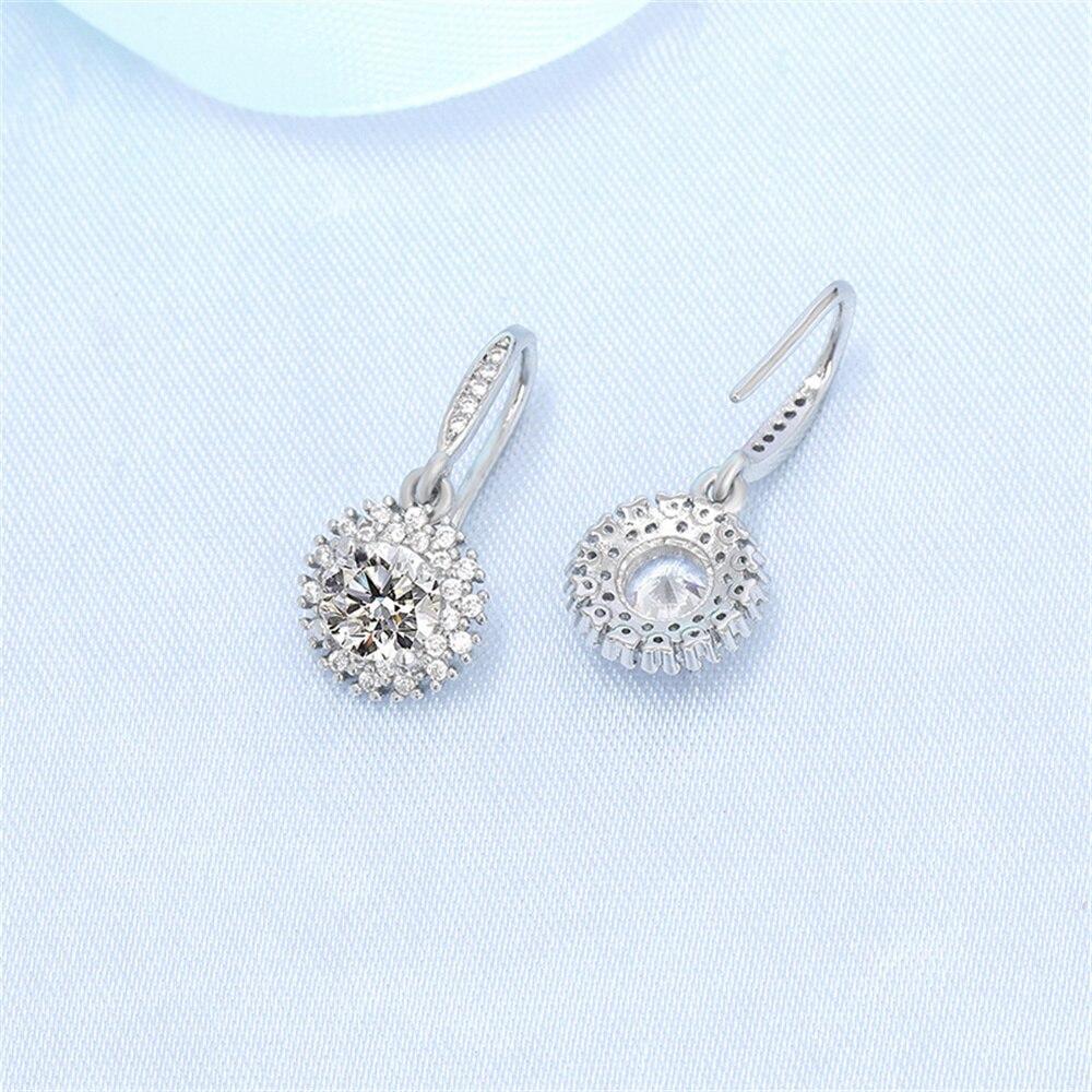 New Women Earring Pendant Fashion 925 Silver Diamond -Studded Gypsophila Ear Studs Piercing Hoops Earrings Jewelry Festival Gift