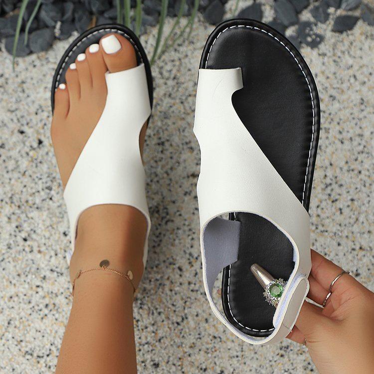 Women s Plus Size Toe-Ring Velcro Beach Sandals - Summer European American Fashion 39 белый