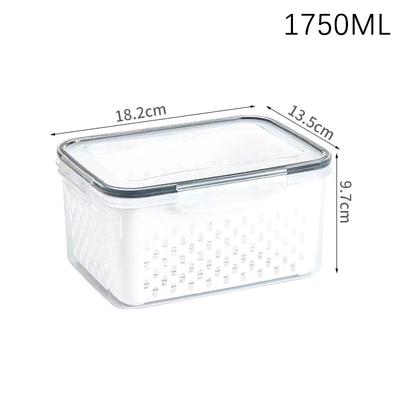 Caixa de Conservação de Frutas e Legumes Transparente de Camada Dupla Com Cesto Escorredor Selada Com Tampa Caixa de Armazenamento para Geladeira de Cozinha