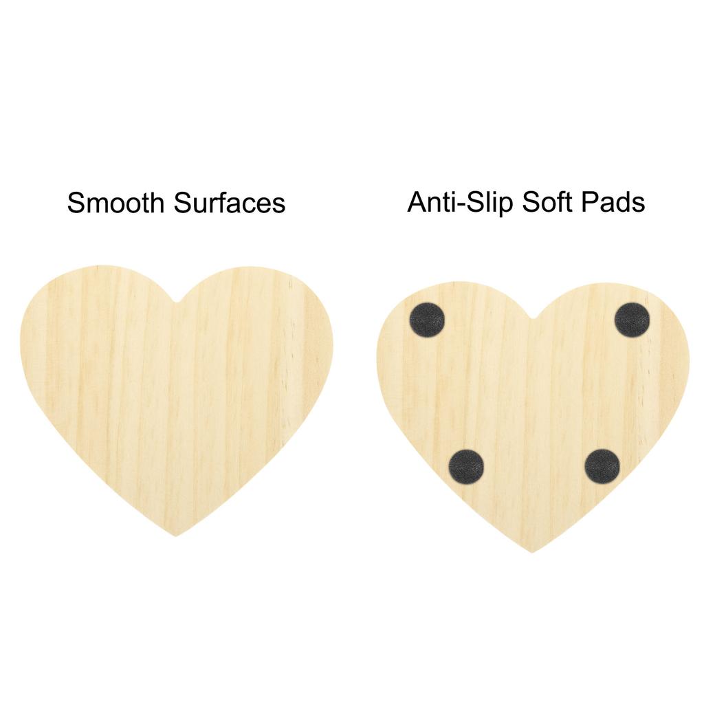 6/12 Set Wood Slices Unfinished Wood Chips Heart Shaped Home Decoration & DIY Crafts: Blank Wood Chips with Non-slip Mat