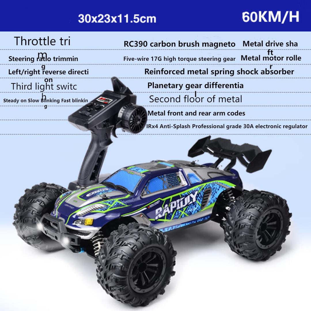 

Дорослий автомобіль з дистанційним керуванням іграшка 4X4 позашляхові гонки, скелелазіння, дрейф, професійний дистанційний дистанційний керування, повний масштаб 60 км/год. Professional RC Blue синій