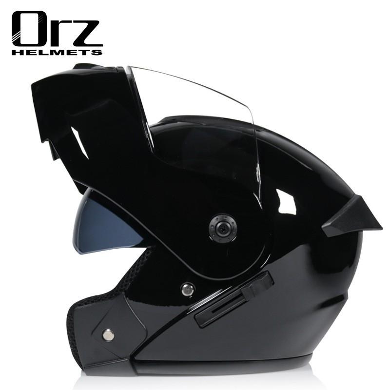 Dual Lens Flip-Up Full Face Motorcycle Helmet Men Women ABS Safety Gear Racing Street Riding