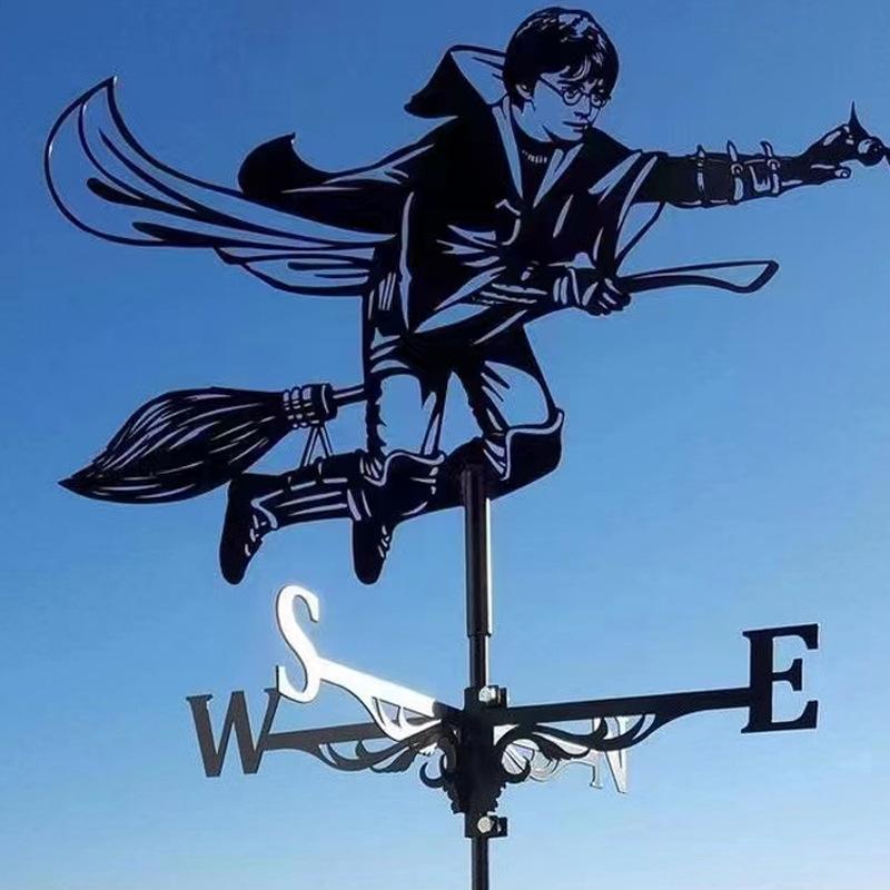 Häxa Flygande Drake Järn Vädertallrik Dekor Rostfritt Stål Metall Hantverk Dekor Trädgård Vädertallrik Vindriktningsvisare