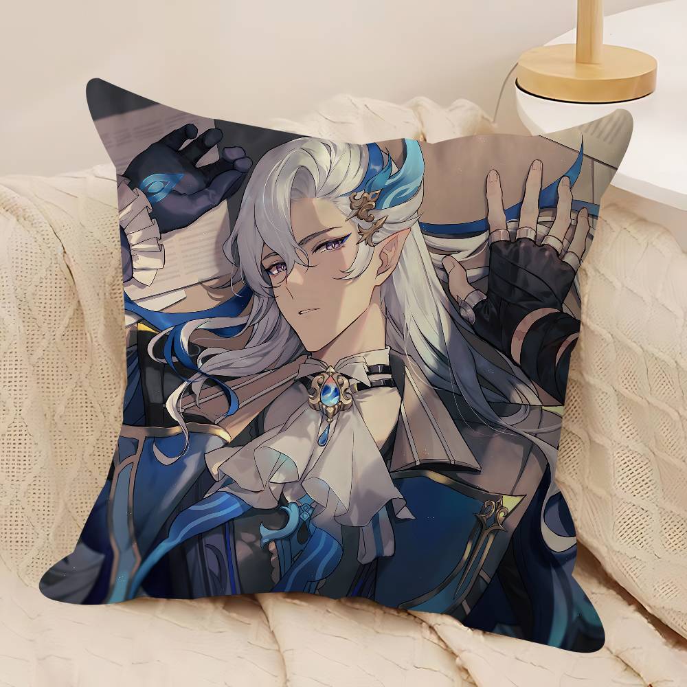 Neuvillette Genshin Impact Kissenbezug Abnehmbarer Waschbarer Kissenbezug – Ganzjahresweiches Leinen