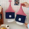 Red Plaid Hanging Tissue Bag Cartoon Tissue Storage Holder Convenient Portable Tissue Cover  Hotel