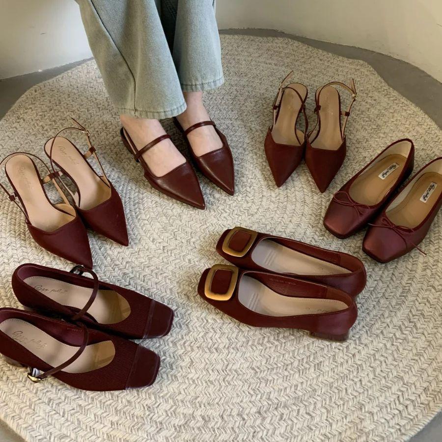 Fashion Bailamos Street Style Sexy Pointed Toe Sandals Metal Buckle Strap Women Pumps Stripper Sandals  Slingback Heels Ballet Flats Muj