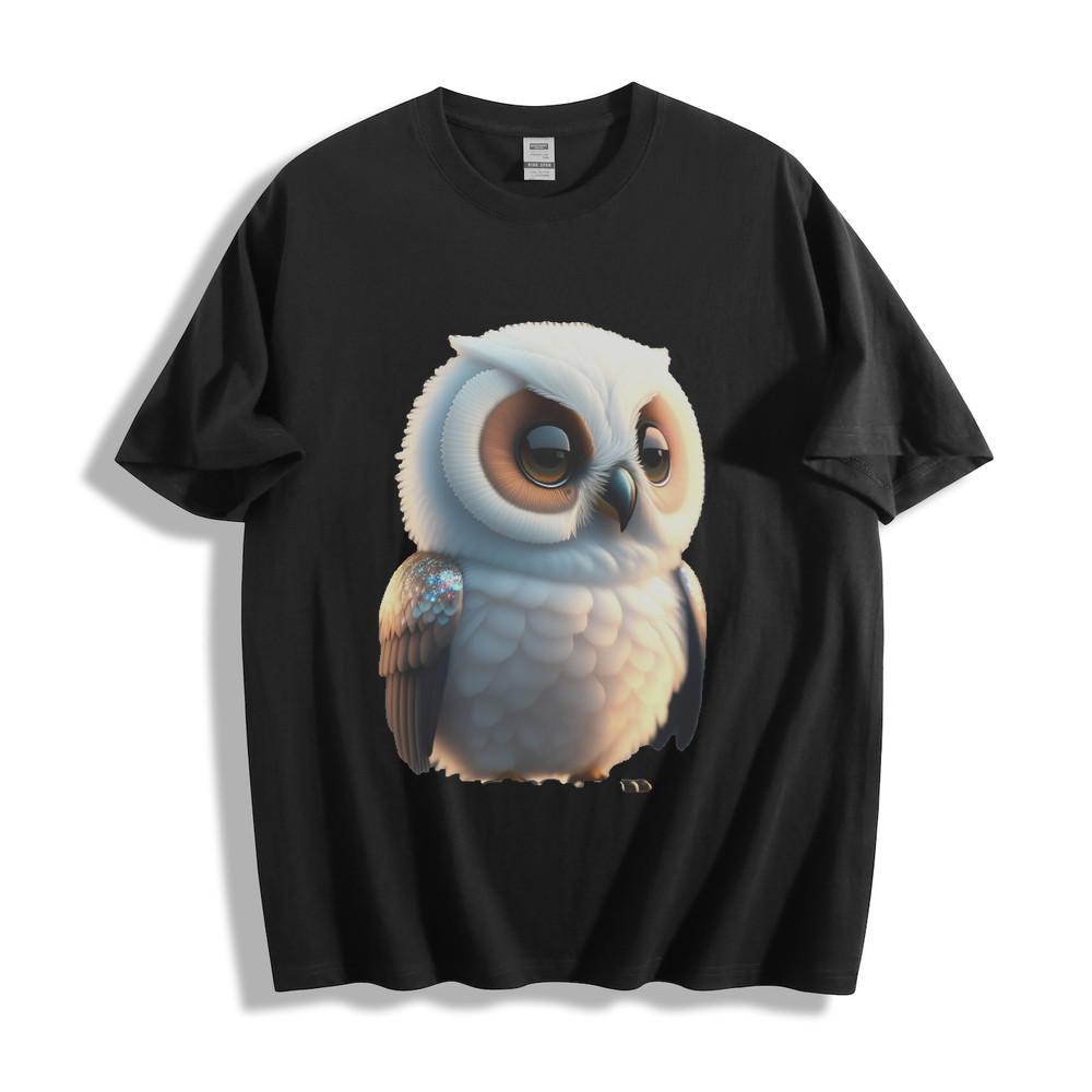 Cute White Owl with Sparkly Wings Graphic T-Shirt