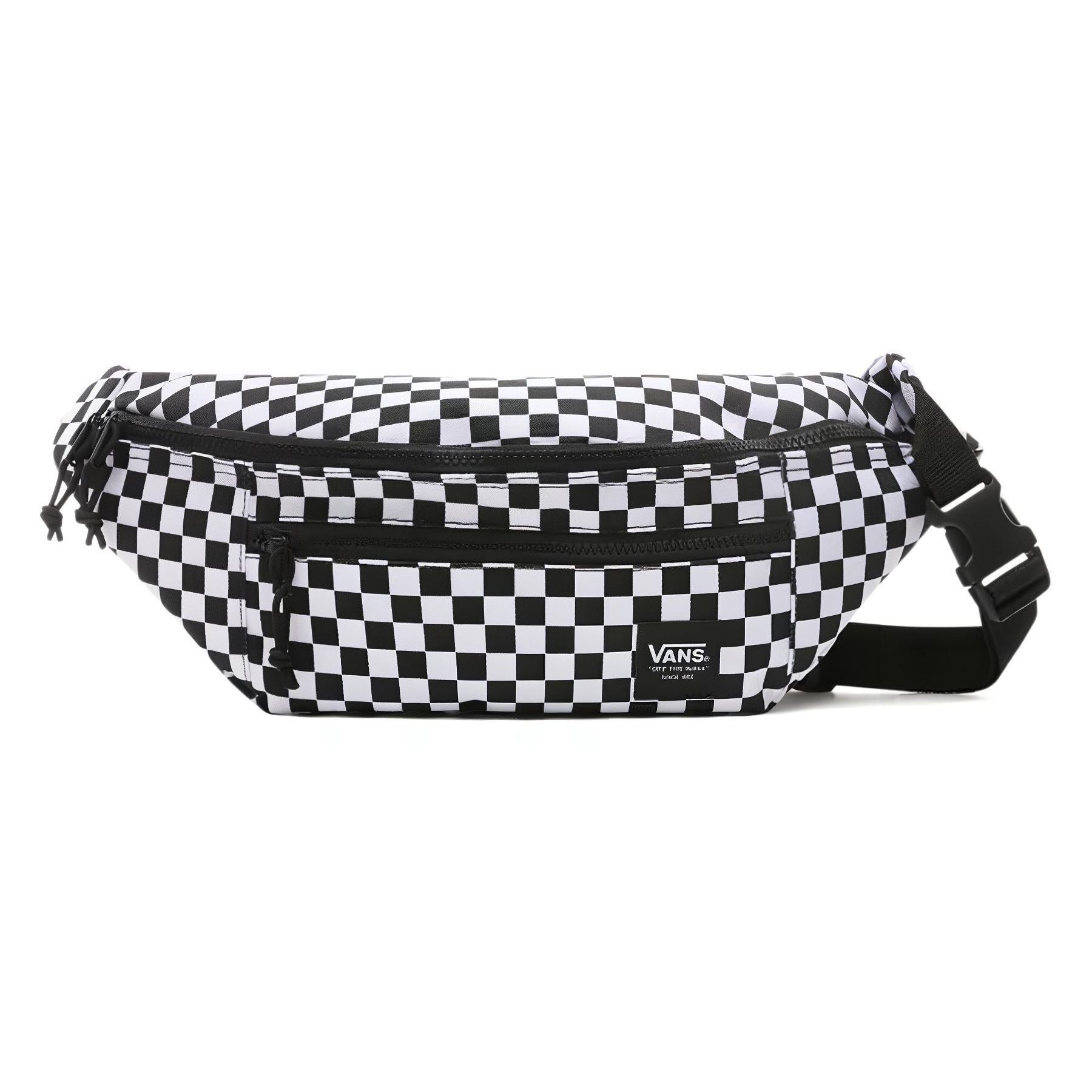 Vans Black And White Checkerboard Zipper Waist Bag Men waist bag VN0A2ZXXHU0 Black White
