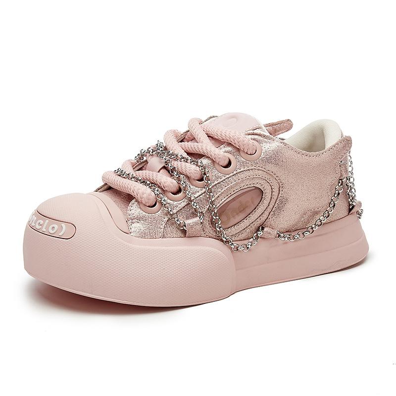 

Эспадрильи Ouder smiler, розовые ласточкин хвост, толстая подошва, увеличенные, круглый носок, большая голова, маленькие белые кеды 40 female