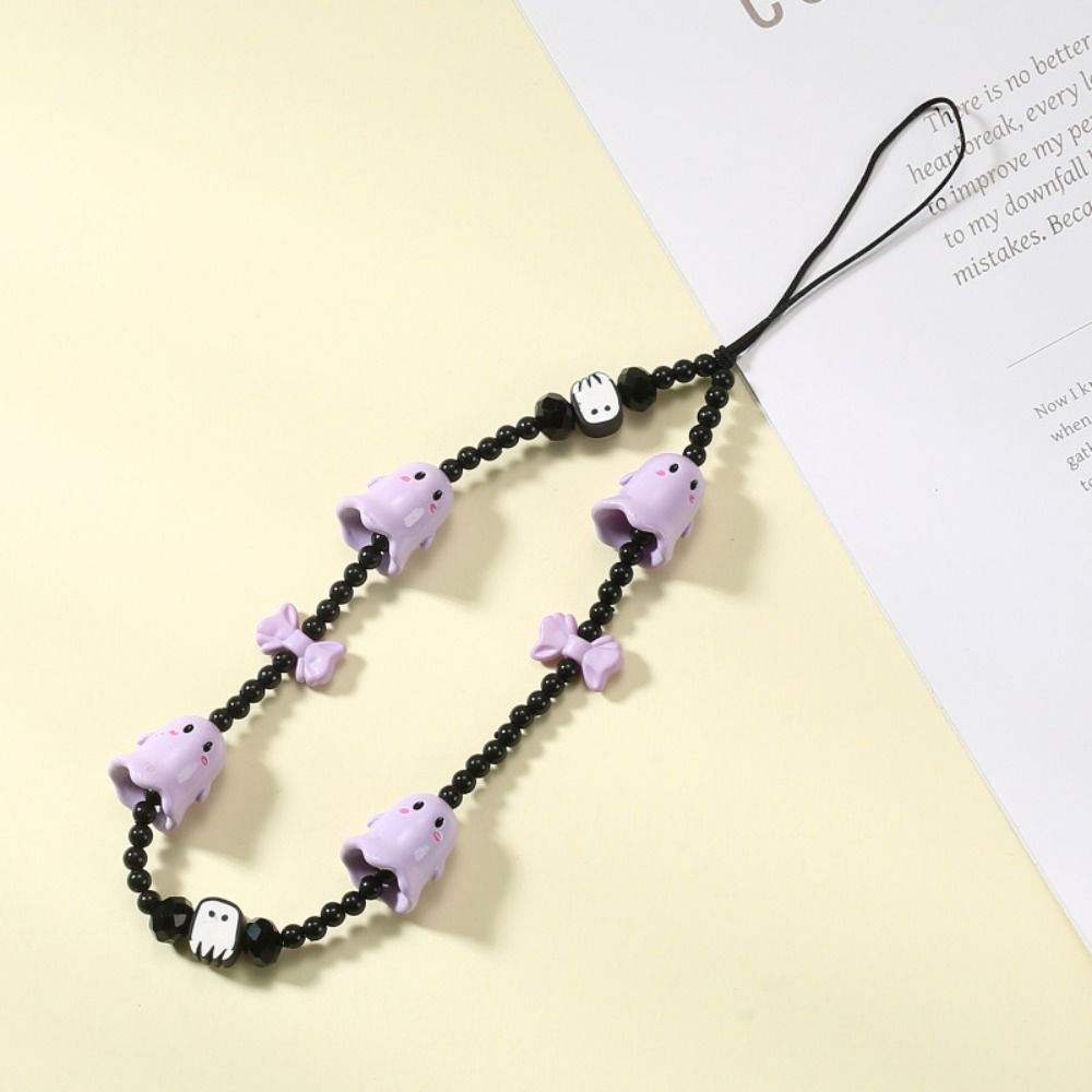 

Bowknot Cartoon Pumpkin Phone Strap Acrylic Ghosts Cellphone Lanyard Wristlet