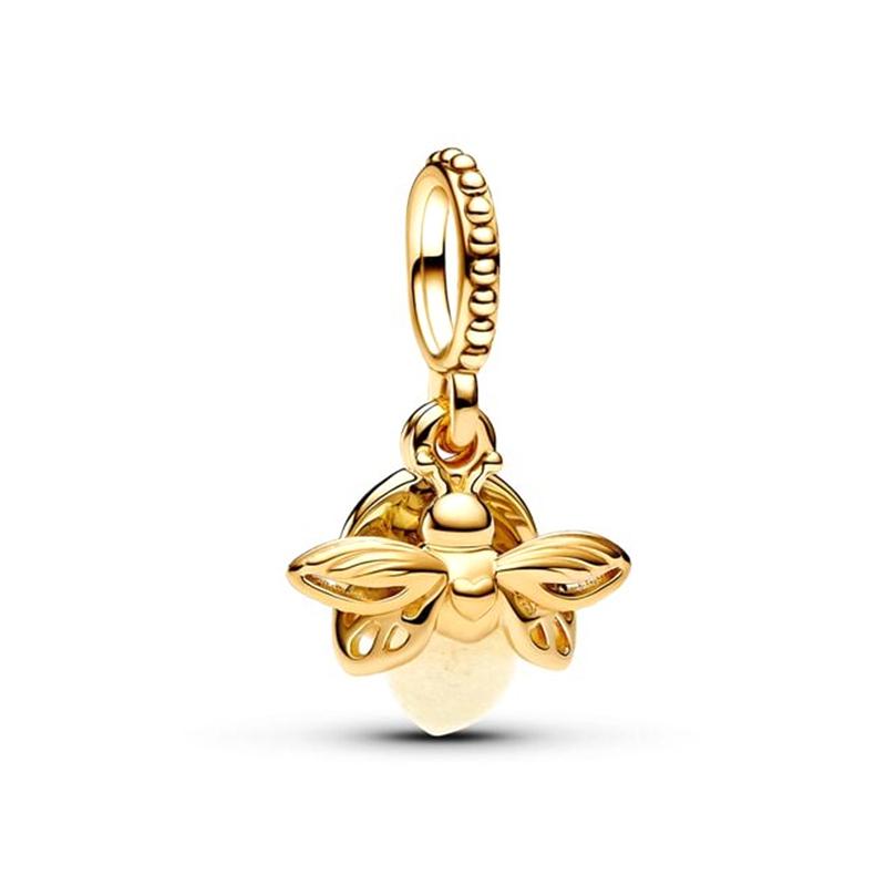 Firefly Rose Gold Pendant Charm Bead Fits Bracelets Bangle Necklace For Women Luxury DIY Jewelry Daily Party Festival Gift