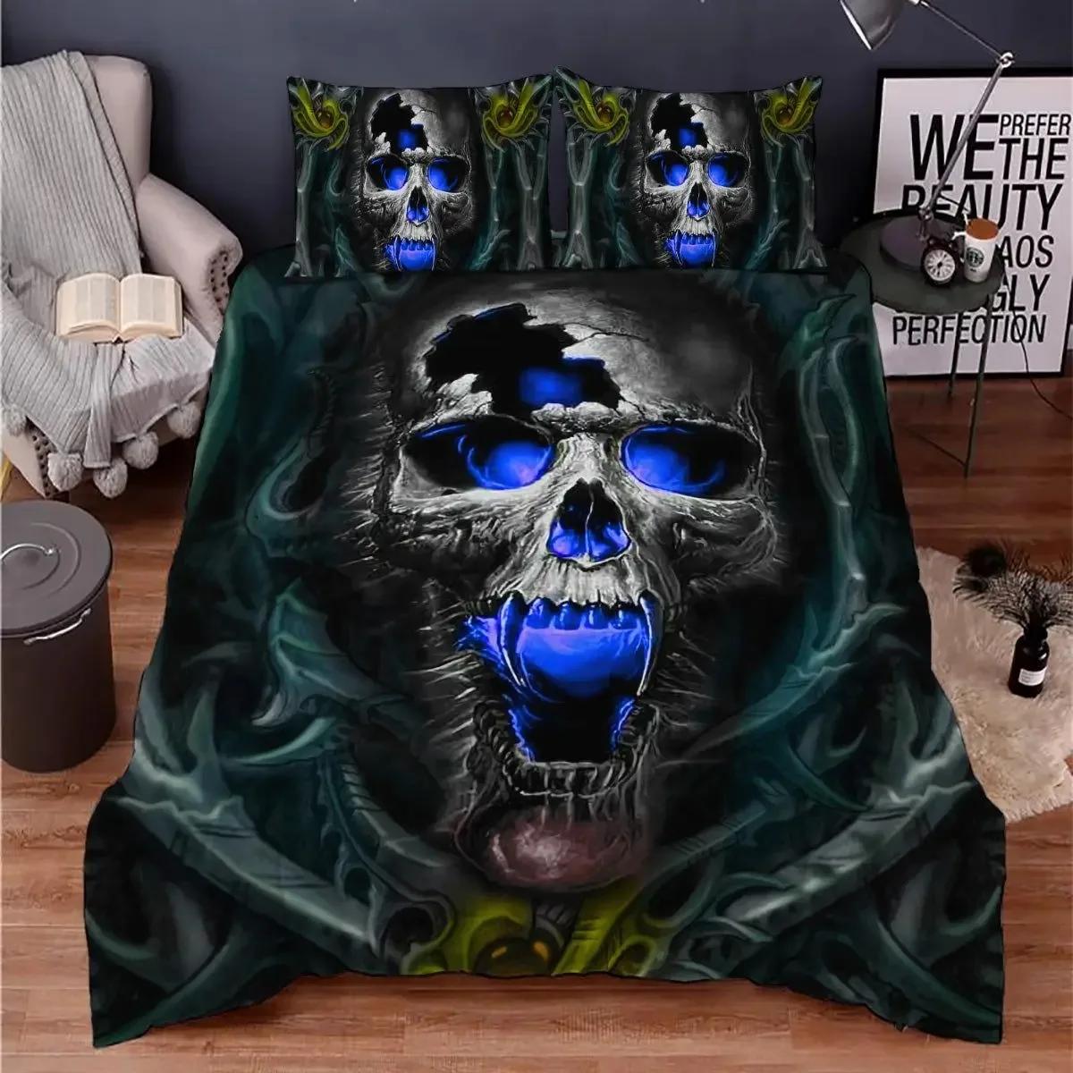

Skull Chevalier Duvet Cover Set King Size Horror Skeleton Bedding Set Day of The Death Comforter Cover for Boys Men Gifts 70x133cm
