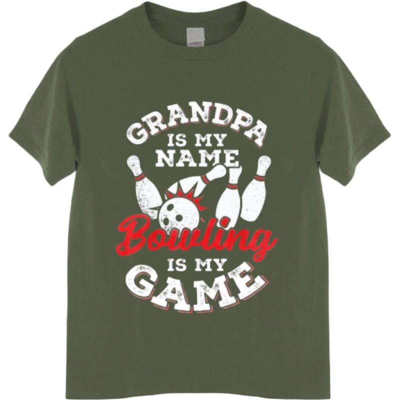 New Arrived Teenagers Oneck Tshirt Cotton Grandpa Is My Name Bowling Is My Game Basic For Unisex Teeshirt Minimalist Tshirt