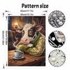 Coffee Cow Pearl Painting Kit with Frame Sparkling Bead Canvas Creative Leisure Craft for Relaxing Wall Decor Gift DIY Art Hobby Project