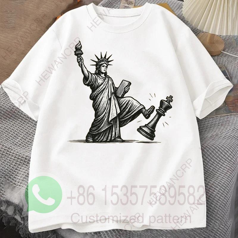 No Kings T Shirt Statue of Liberty Mens Tracksuit Cotton Casual Sportswear ONeck Pullover Short Sleeve Tops Summer Streetwear 4XL