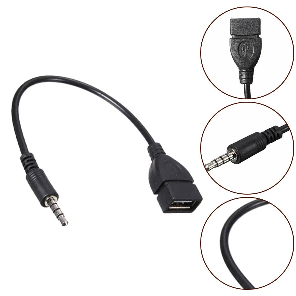 Car Audio AUX 3.5mm Male To USB 2.0 Type A Female Converter Adapter Cable Automotive Interior Accessories