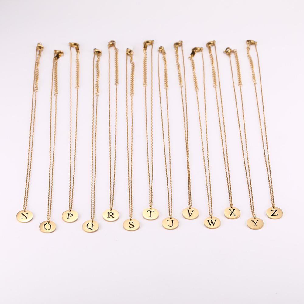 Cazador Round Pendant Initial Letter Bracelet Stainless Steel 26 Alphabet Bracelets for Women Girls Kids Baby Gold Color Jewelry