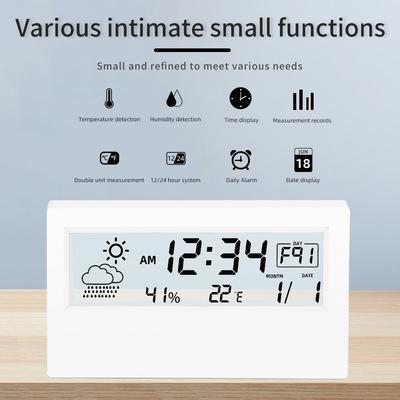 Transparent LED Multifunction Weather Station Thermometer Thermo-Hygrometer Electronic Temperature Humidity Meter for Home